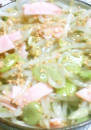 ソラ豆もやしハムの胡麻なめらかコーン和え-レシピのメイン写真