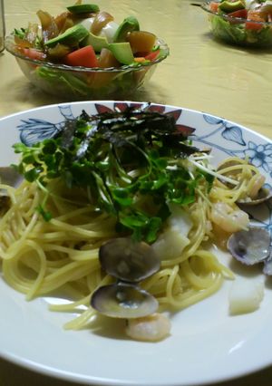 殻つきあさりでタパス風(風)パスタ-レシピのメイン写真