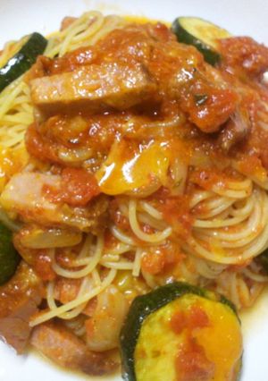 ズッキーニのトマトパスタ♪-レシピのメイン写真