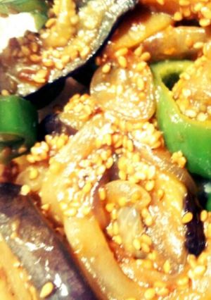 ナス・ピーマン・玉葱のピリ辛味噌丼-レシピのメイン写真