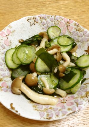 即席！きゅうり、ワカメ、しめじの酢の物-レシピのメイン写真