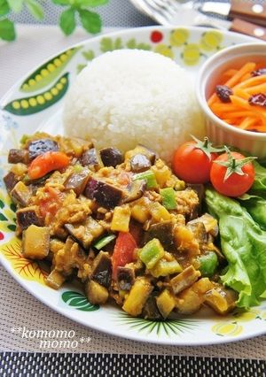 ナスたっぷり♫野菜と挽肉のドライカレー-レシピのメイン写真