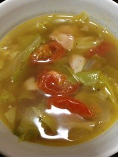 春キャベツとプチトマトのスープ-レシピのメイン写真