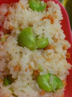 彩りキレイ!旬のそら豆と鮭の混ぜご飯-レシピのメイン写真