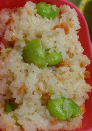 彩りキレイ!旬のそら豆と鮭の混ぜご飯-レシピのメイン写真