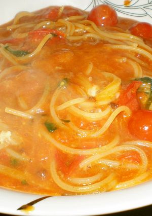 トマトとチーズの超～簡単パスタ-レシピのメイン写真