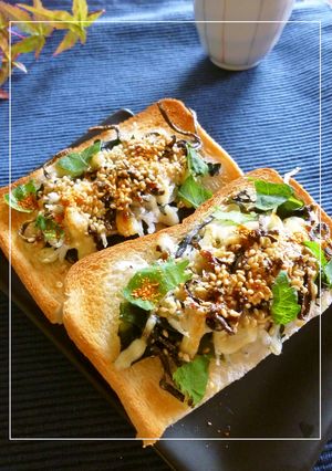 わかめ×しらす×塩昆布の大葉風味トースト-レシピのメイン写真