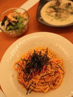 しらす梅なめ茸パスタ-レシピのメイン写真