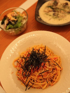しらす梅なめ茸パスタ-レシピのメイン写真