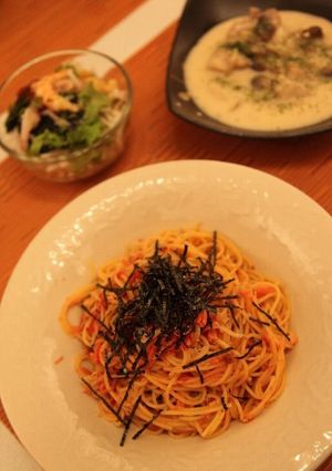しらす梅なめ茸パスタ-レシピのメイン写真