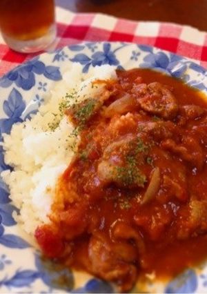 豚コマで♡トマトハヤシライス-レシピのメイン写真