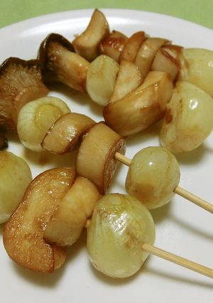 キノコとわけぎの球根焼き鳥ふう-レシピのメイン写真