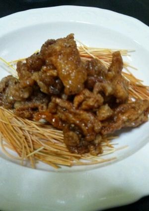 鳥皮の唐揚げ巣ごもり風～素麺で～-レシピのメイン写真