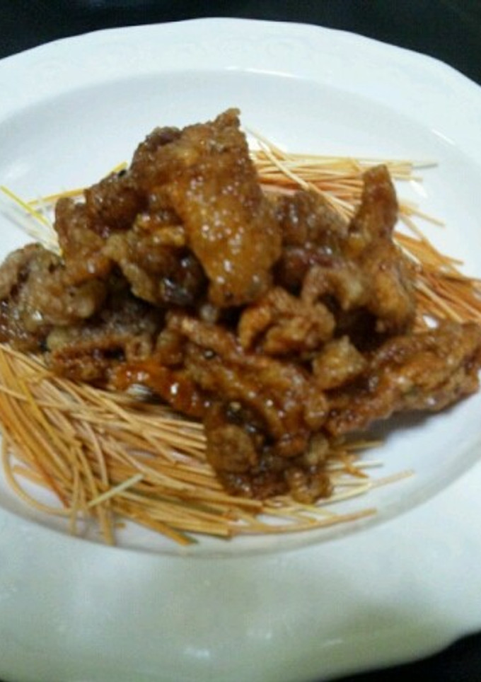 鳥皮の唐揚げ巣ごもり風～素麺で～-レシピのメイン写真