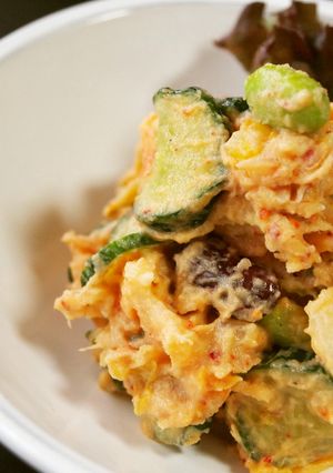 韓流！キムチカラーなツナポテ豆サラダ-レシピのメイン写真