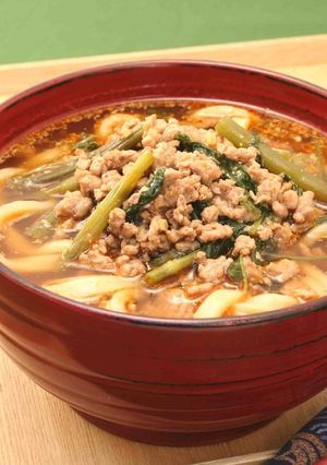 ピリ辛ごま風味のひき肉うどん-レシピのメイン写真