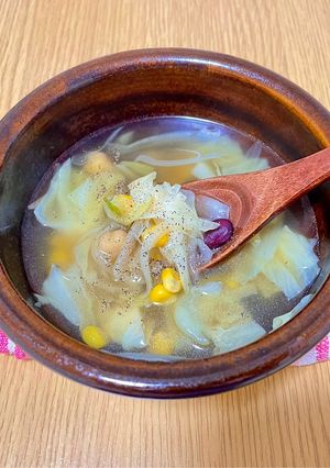 梅雨のむくみに！コーンと豆のスープ-レシピのメイン写真