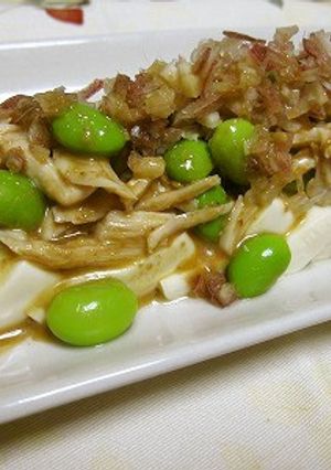ポン酢(柚子まろか)でささみ＆枝豆の冷奴-レシピのメイン写真
