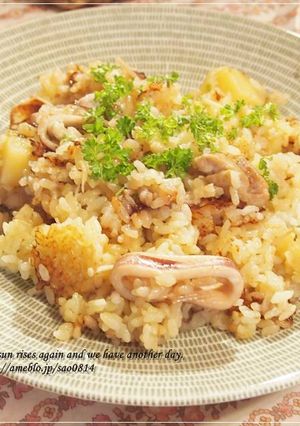 フライパンで作る鶏とイカの簡単パエリア♪-レシピのメイン写真