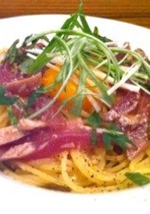 塩麹漬けカツオのペペロンチーノ-レシピのメイン写真