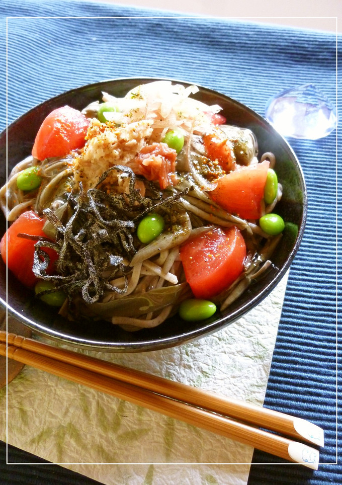 梅ツナトマトとじゅんさいの冷やしそば-レシピのメイン写真