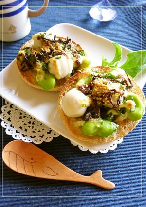 そら豆とウズラの卵と塩昆布のトースト-レシピのメイン写真