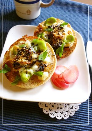 そら豆×桜えび×塩昆布のトースト-レシピのメイン写真
