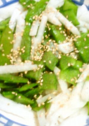 細切大根と刻み絹さやの胡麻うま塩-レシピのメイン写真