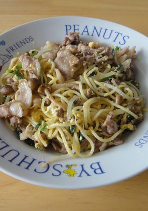 ニラ玉スパゲッティ-レシピのメイン写真