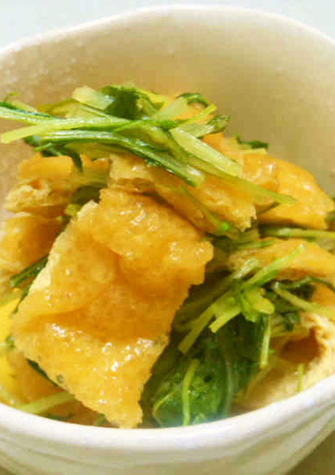 水菜とうす揚げのおかず-レシピのメイン写真