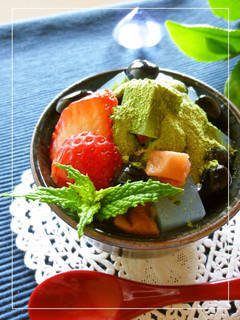 梅風味❀ 抹茶ミルキー黒豆寒天-レシピのメイン写真
