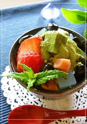 梅風味❀　抹茶ミルキー黒豆寒天-レシピのメイン写真