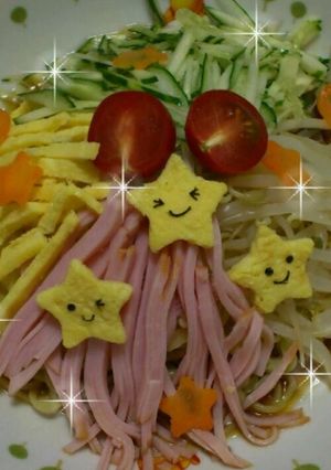 ☆七夕にぴったりお星様の冷やし中華☆-レシピのメイン写真
