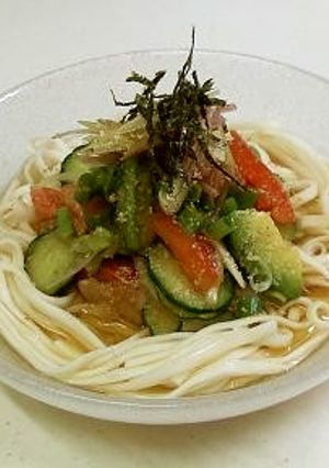 ひんやり～アボカドトマトきゅうりのうどん-レシピのメイン写真