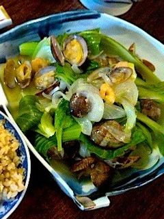 海老とあさりと青梗菜のアクアパッツァ-レシピのメイン写真