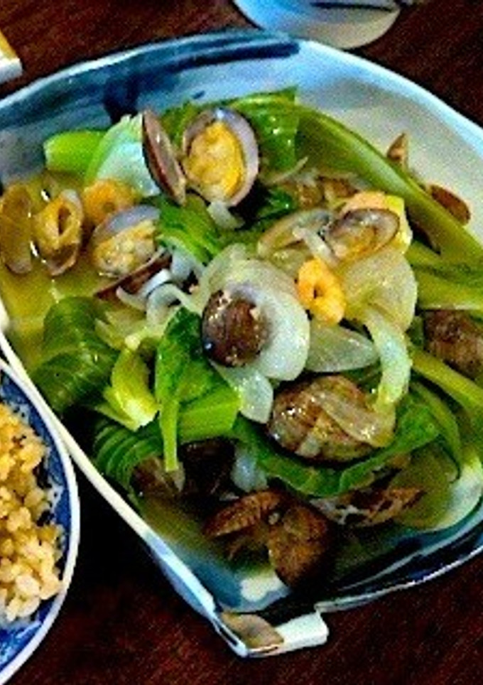 海老とあさりと青梗菜のアクアパッツァ-レシピのメイン写真