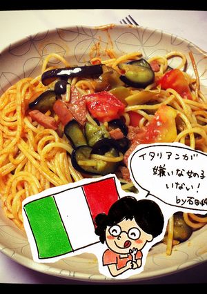 ナスとウインナーのナポリタン-レシピのメイン写真