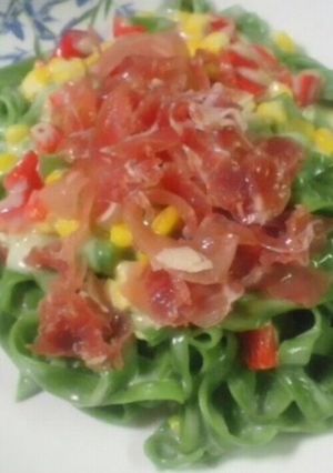 クリームパスタ生ハムのせ、レモン風味-レシピのメイン写真