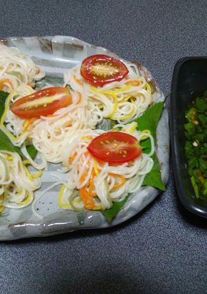 色どり素麺～ｵｸﾗとﾓﾛﾍｲﾔのﾀﾚで～-レシピのメイン写真