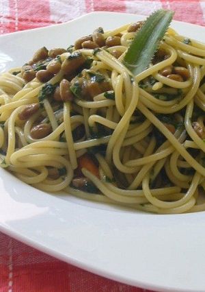ネバとろ♪おかわかめ納豆パスタ-レシピのメイン写真