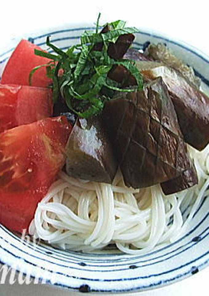 茄子とトマトの素麺-レシピのメイン写真