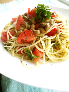 納豆トマト×Wシソ♡冷製パスタ♡-レシピのメイン写真