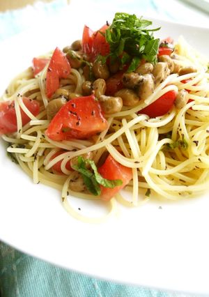 納豆トマト×Wシソ♡冷製パスタ♡-レシピのメイン写真