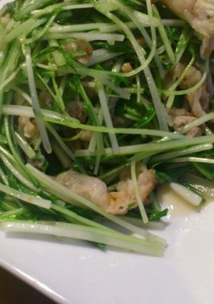 超簡単☆豚&水菜の塩麹炒め-レシピのメイン写真