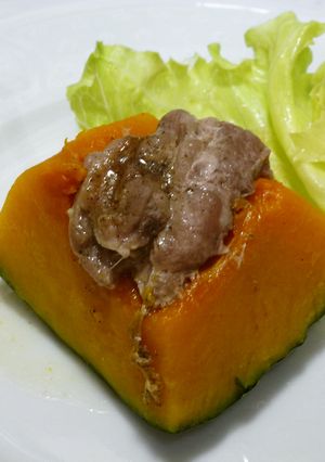 かぼちゃと鴨肉のレンジ蒸し-レシピのメイン写真