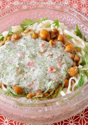 梅海苔とろろ＆なめこ✿ぶっかけ冷うどん✿-レシピのメイン写真