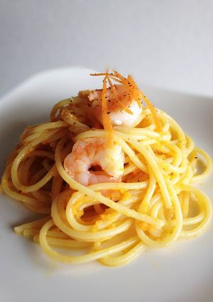 にんじんソースと蒸し海老の冷製パスタ-レシピのメイン写真