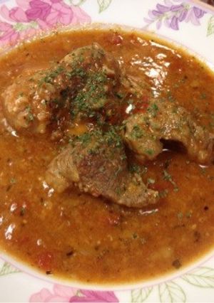 豚肩ロース肉鶏モモ肉を一緒トマトソース煮-レシピのメイン写真