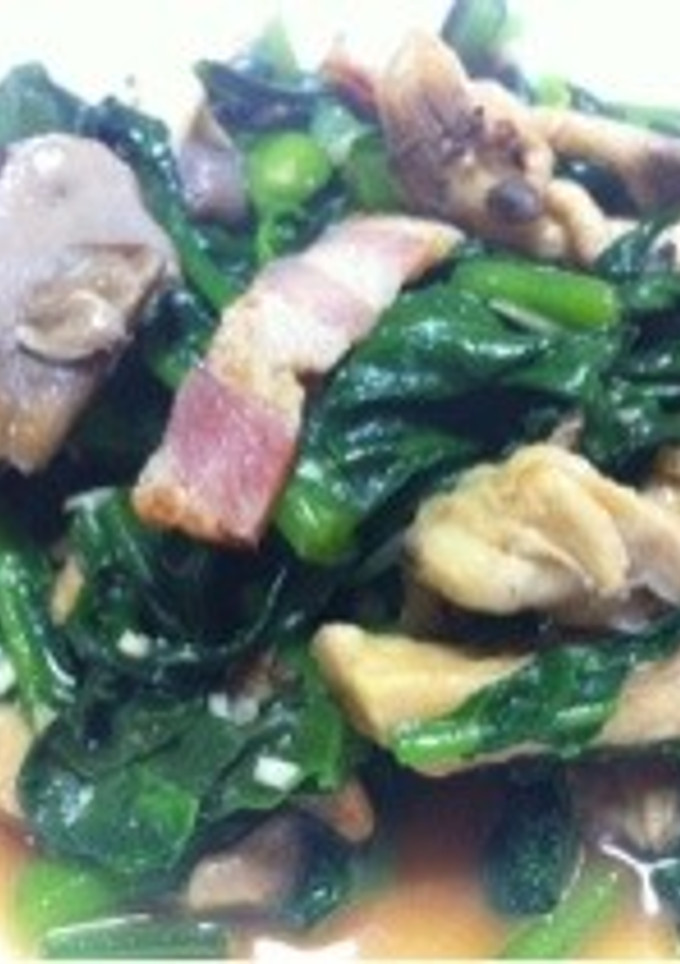 つるむらさきとひらたけの炒め物-レシピのメイン写真