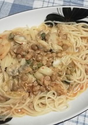 あさり・納豆・キムチのスパゲティ-レシピのメイン写真